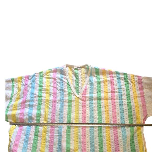 Vintage Miss Elaine Rainbow Striped Caftan Swim Cover Up Bathgown OSFM - Picture 4 of 7